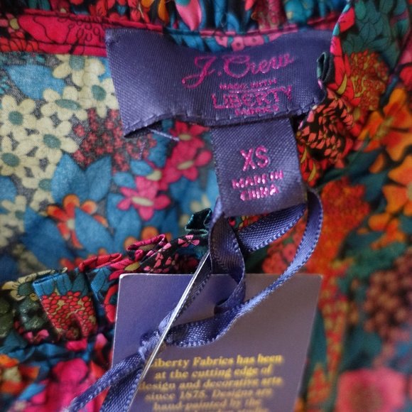 J. Crew Liberty Ciara Ruffleneck Flutter Sleeve Floral Top Pleated AR916 XS 0 - Picture 8 of 16